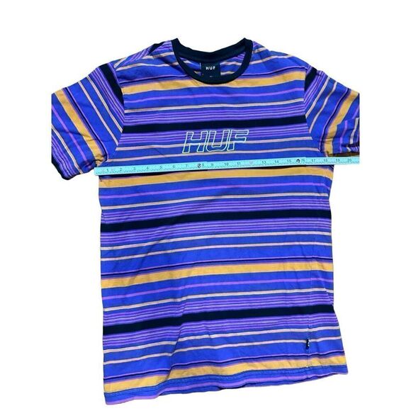 HUF men’s purple yellow stripe shirt 90s vibes retro sz M - Picture 4 of 7
